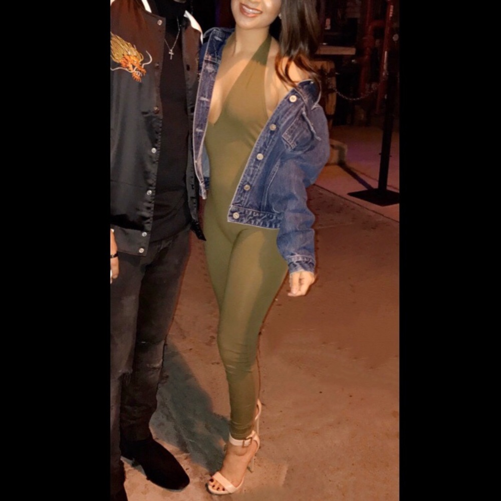 Halter Catsuit in Military Green